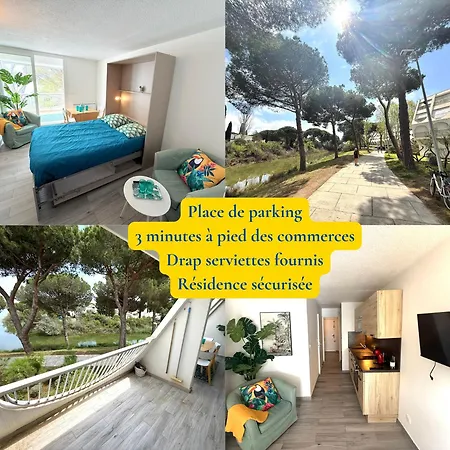 Appartamento 4pers Motte Ponant, Vue Exceptionnelle Lac, Double Terrasse, Parking, Base Nautique, Golf&plage à Pied, Draps&serviettes Fournis La Grande-Motte